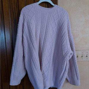Skims Light Pink Oversized Cable Knit Sweater